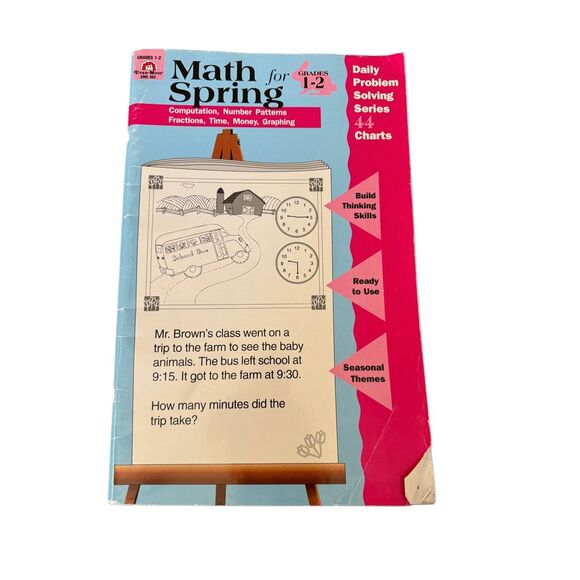 1993 Math for Spring Grades 1-2 elementary school extra large book 17x11”  90s 1 - Picture 1 of 6